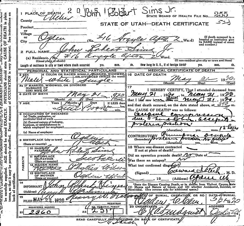 Forsgren, Peter Adolph & Descendants: CHILD #7 - James William Forsgren