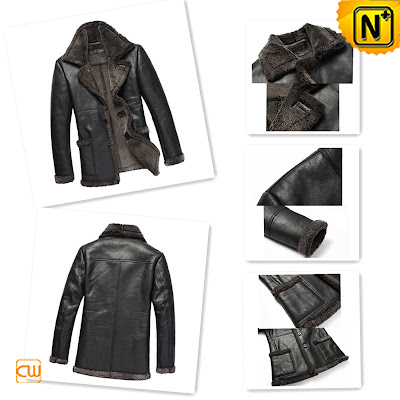 Men Black Sheepskin Coat