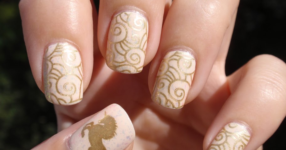 Nailz Craze Notd Golden Unicorn In Ivory Skies