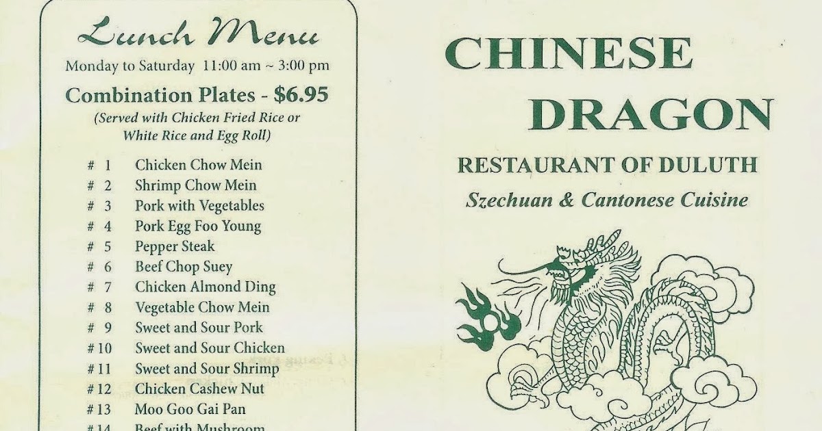 Chinese Dragon Restaurant of Duluth Menu