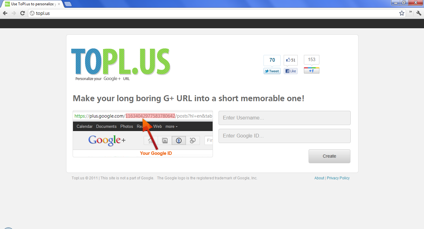 Google+ Short URL Service