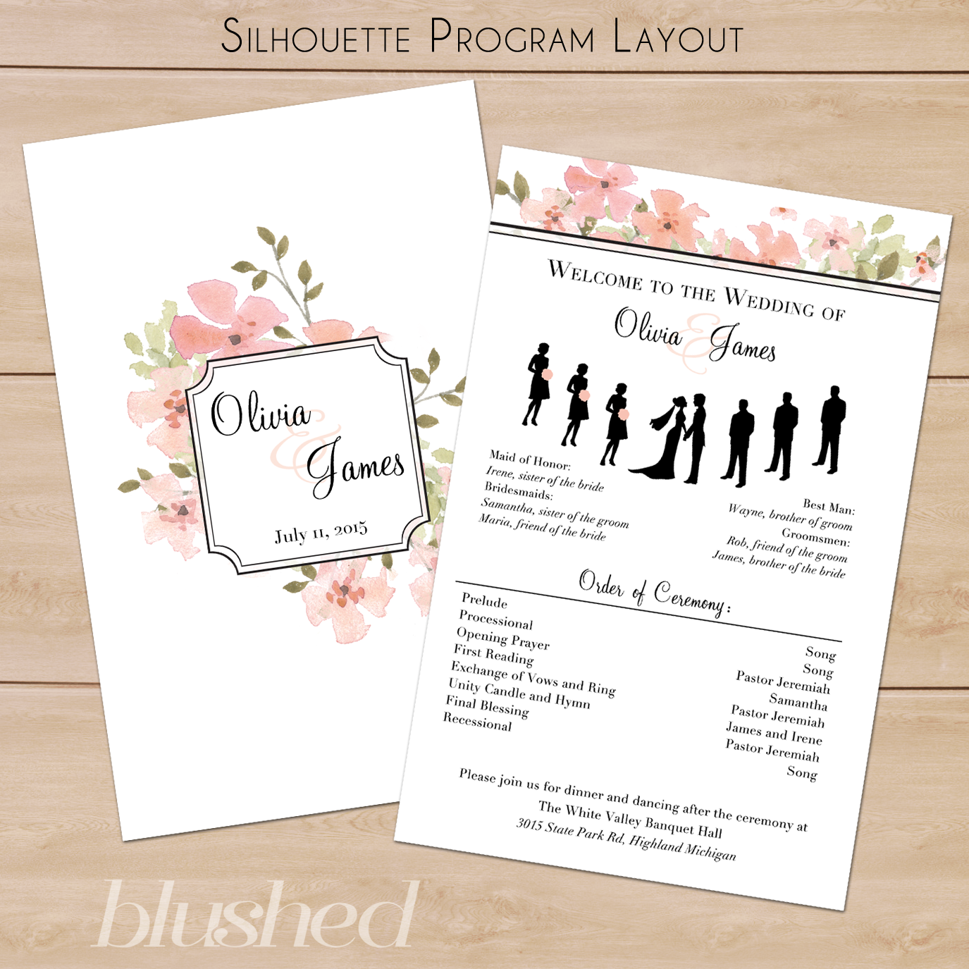 katrina crouch blushed design diy wedding programs wedding program front page