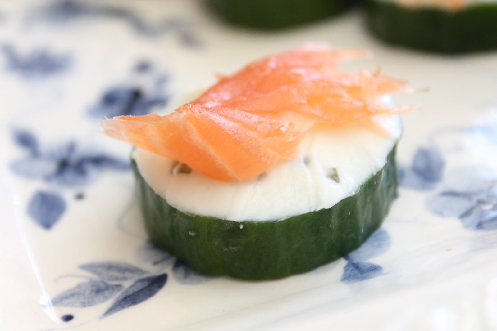 Easy Canapes Salmon, Cucumber and Cream Cheese