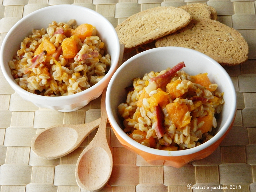 Farrotto alla zucca e speck Pensieri e pasticci