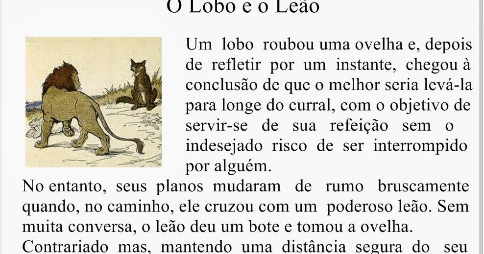 Fábula O Lobo E O Cão Cantos e encantos: Fabula - O Lobo e o Leão