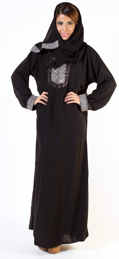 أحدث موديلات العبايات الخليجية والعربية للمحجبات باللون الاسود مشترك مع بعض الالوان Arabic-Abaya-Designs+2014-008