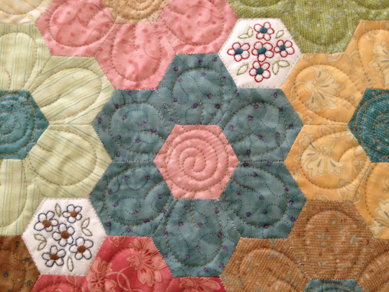 The Hexagon Quilt Quilting Finished! Binding to Go!