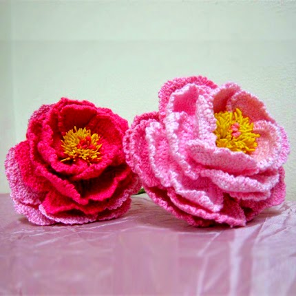 Crochet peony flowers for beautiful bouquet