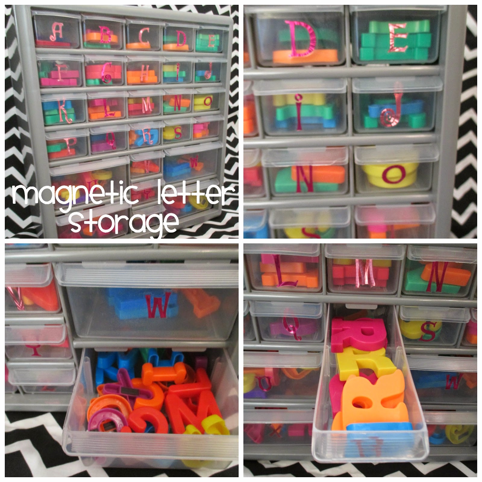 Pink Polka Dots and PreK Letter Storage