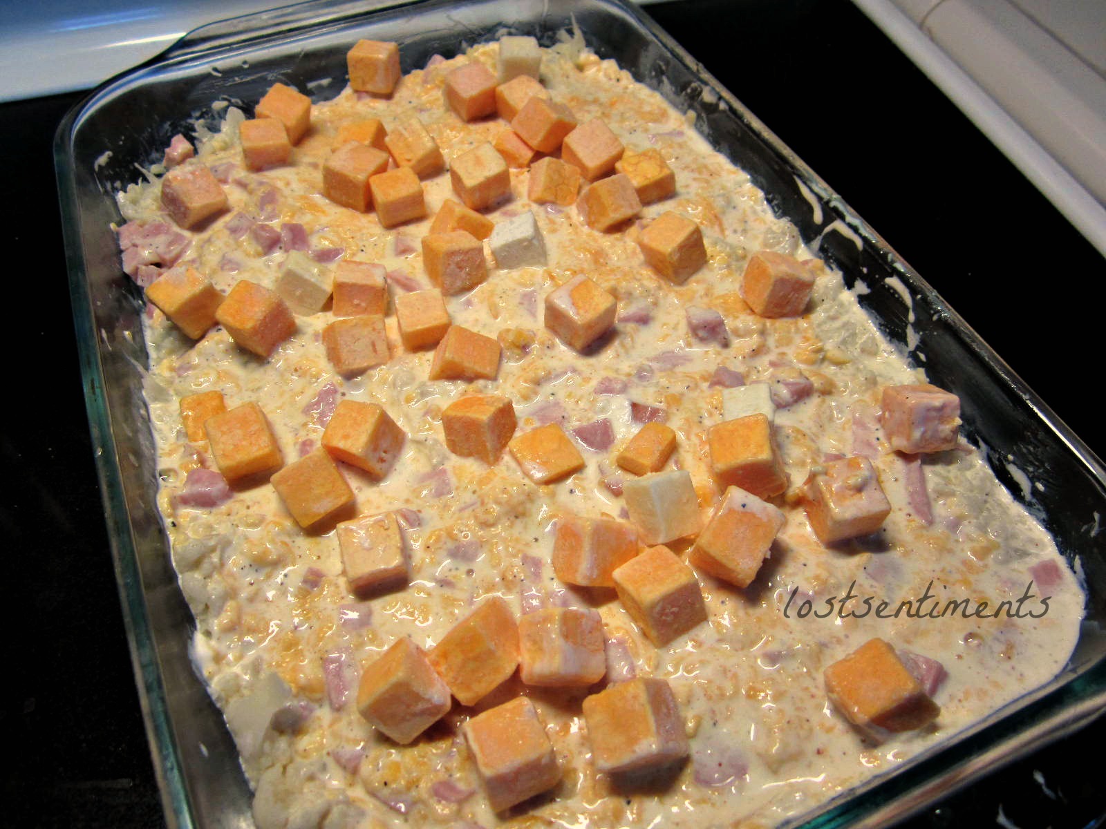 lostsentiments Cauliflower Mac and Cheese with Ham Casserole Recipe