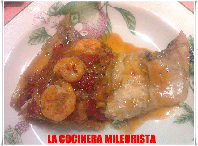 Lubina Rellena De Langostinos, Pimientos Del Piquillo Y Setas (receta De Noche Vieja)