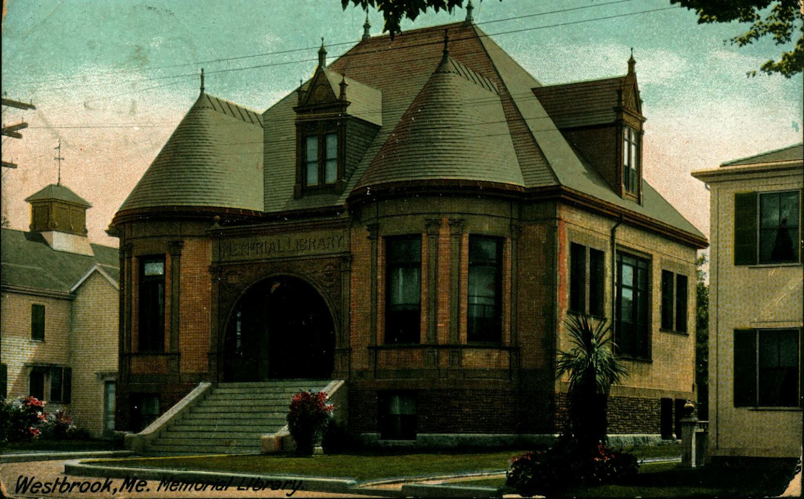 Library Postcards Walker Memorial Library, Westbrook, Maine