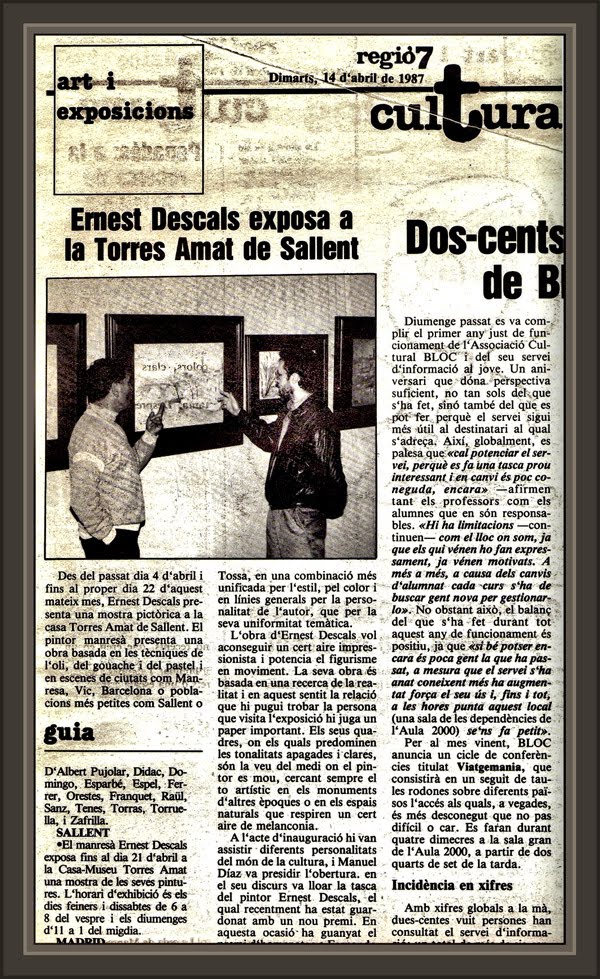 SALLENT-TORRES AMAT-PRENSA-EXPOSICIONES-PINTURA-ERNEST DESCALS SALLENT-TORRES AMAT-PRENSA-EXPOSICIONES-PINTURA-ERNEST DESCALS
