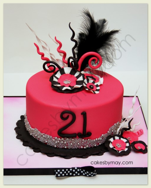 Cakes by Maylene Pink, Black and Silver Birthday Cake