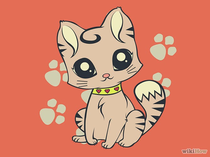 Cartoon Anime Drawing of a cartoon cat