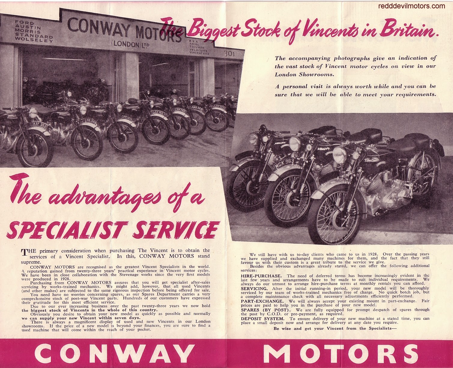 Red Devil Motors Conway Motors Vincent Brochure