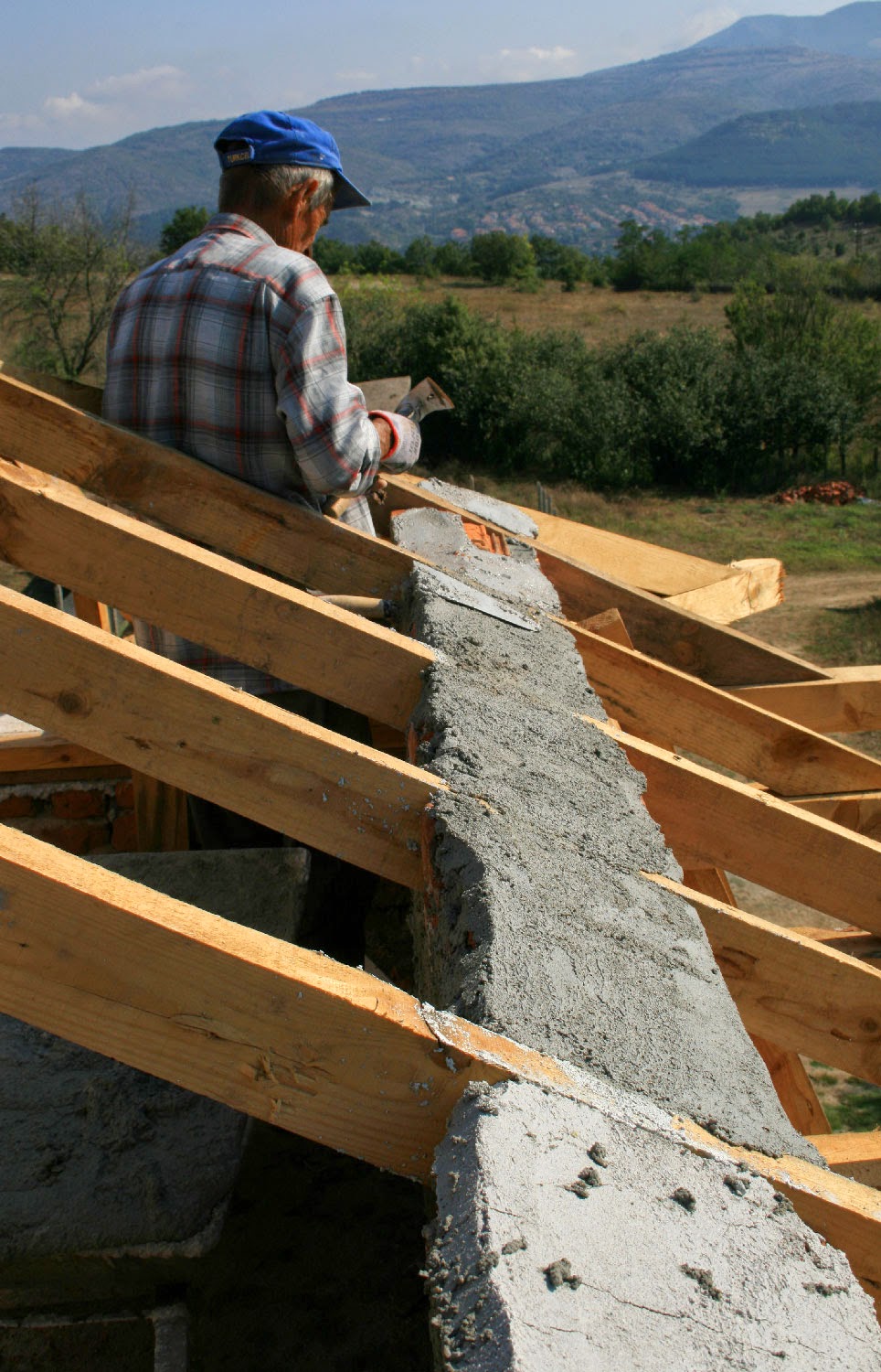 Sally filling in the corner of the roof Sally filling in the corner of the roof