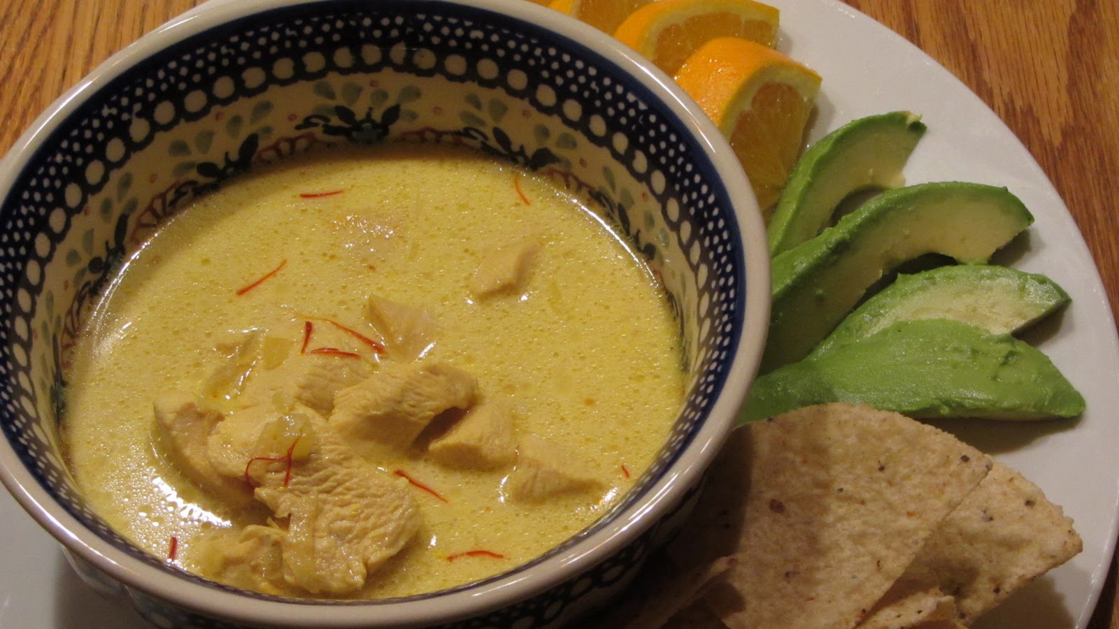 Tracy's Living Cookbook Cream of Chicken and Saffron Soup