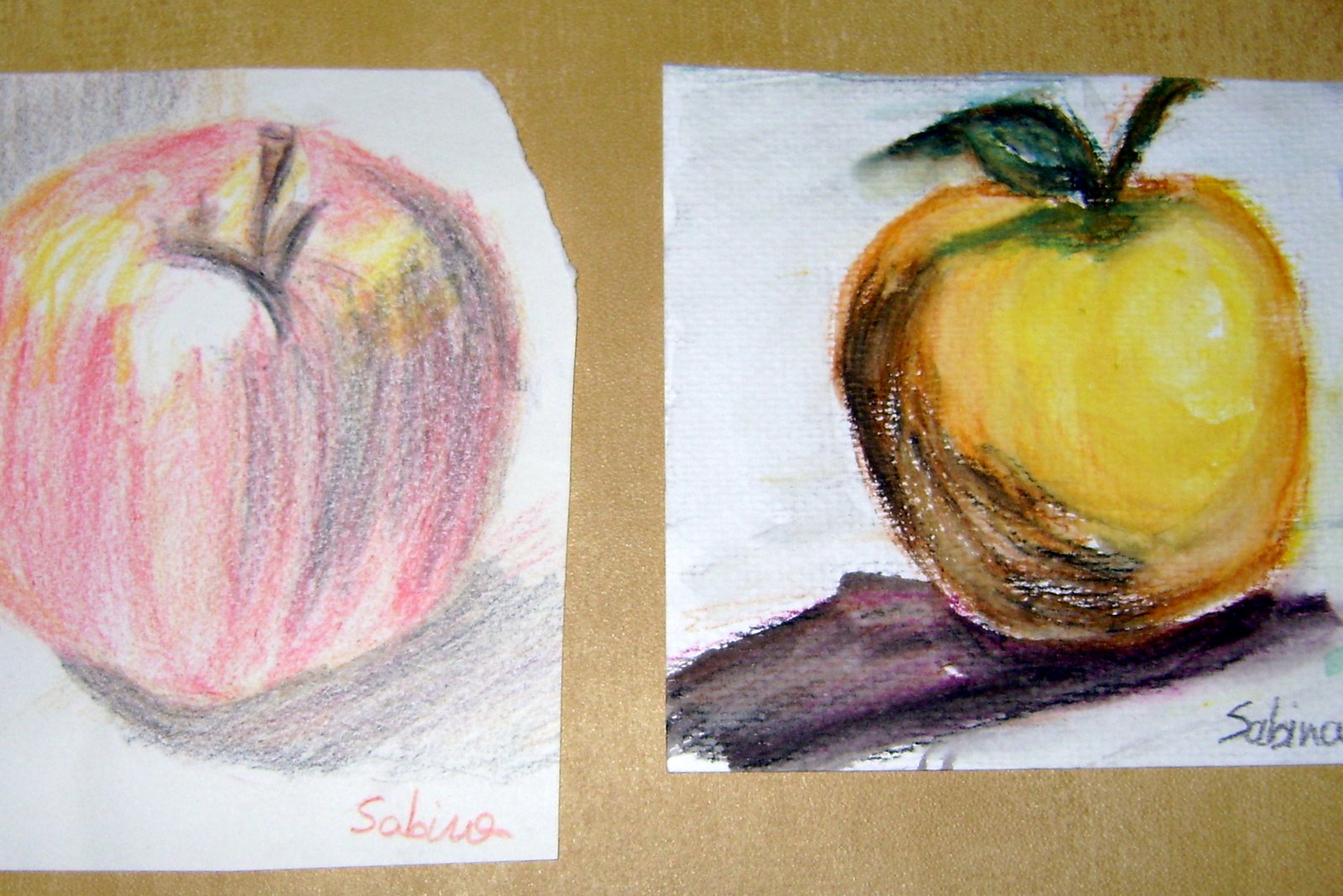 dibujo, pintura y escritos: manzanas, pimiento