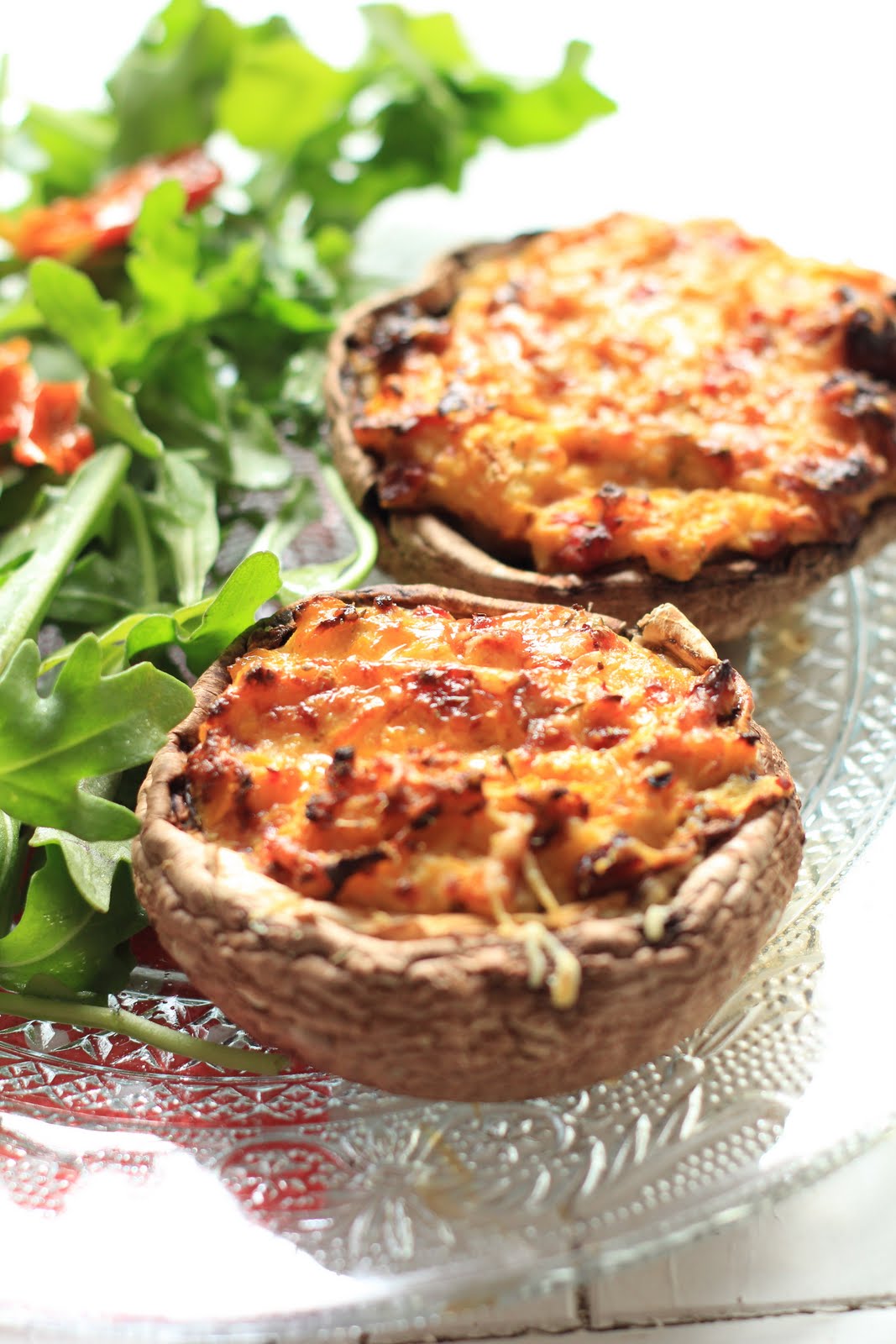 Champignons Portobello farcis à la courgette jaune / chorizo et