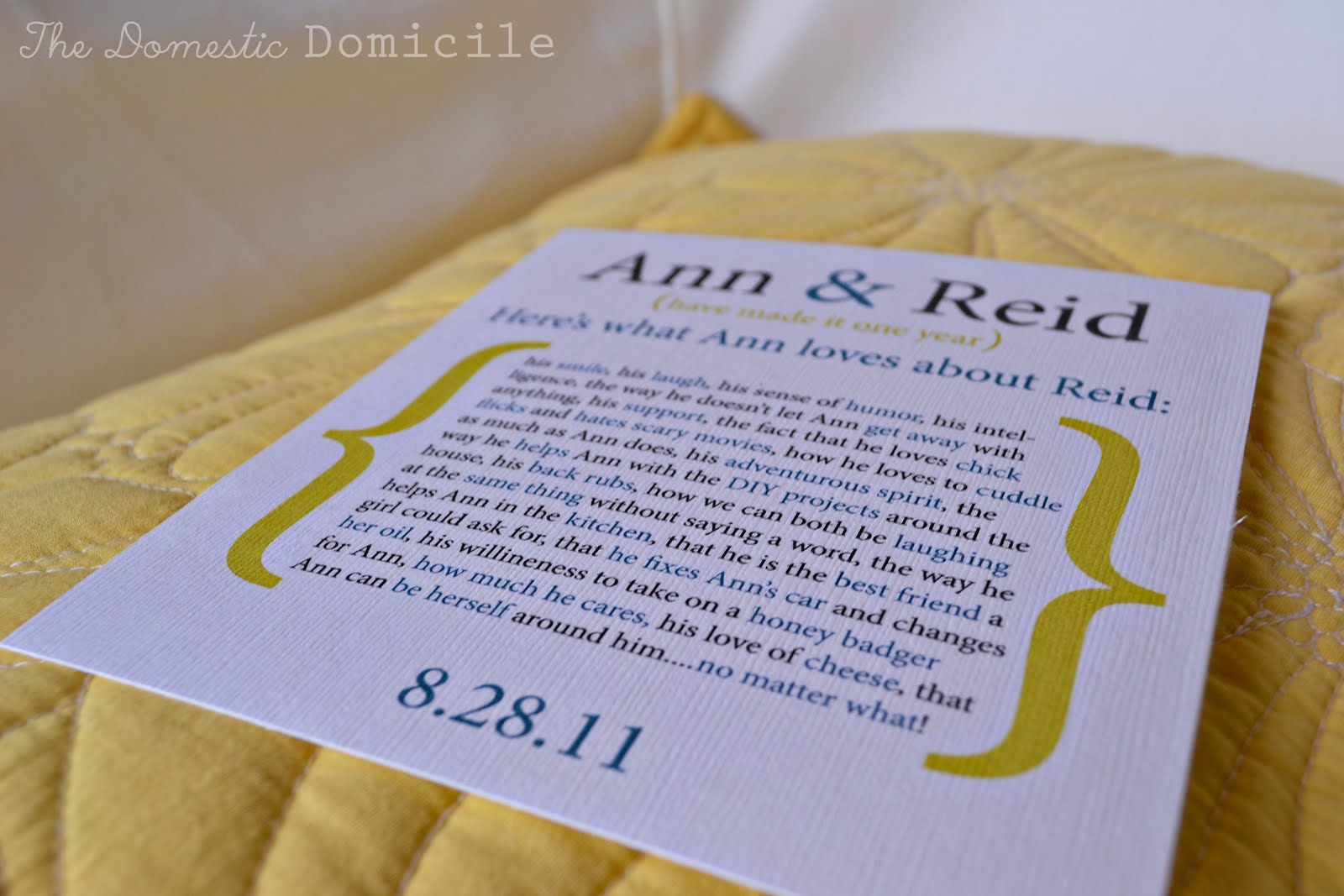 The Domestic Domicile Diy Anniversary Card