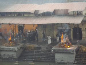 Cremation Ghats in Pashupainath  temple complex.(Sun 13-11-2011).