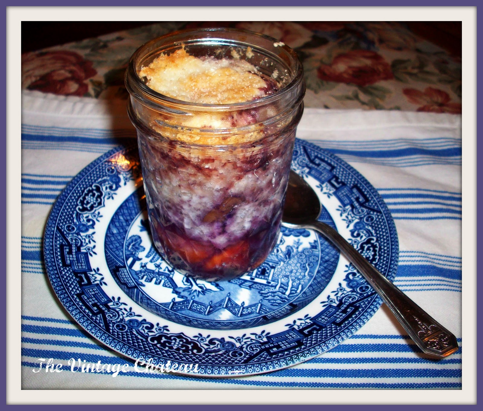The Vintage Chateau Blackberry Peach Cobbler in a Jar
