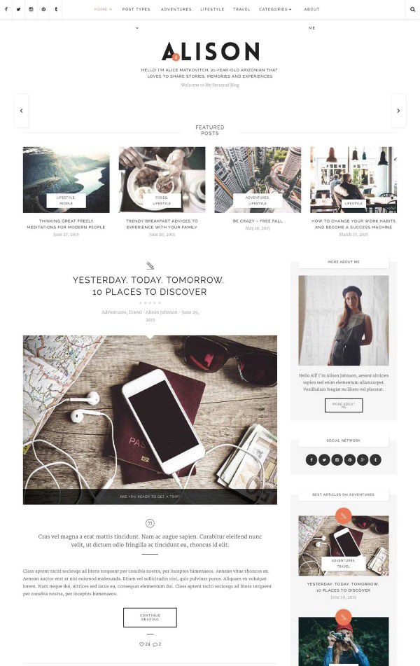 Alison responsive theme for personal blog