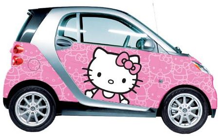 Hello Kitty gangsta car haha Hello Kitty smart car This is so adorable