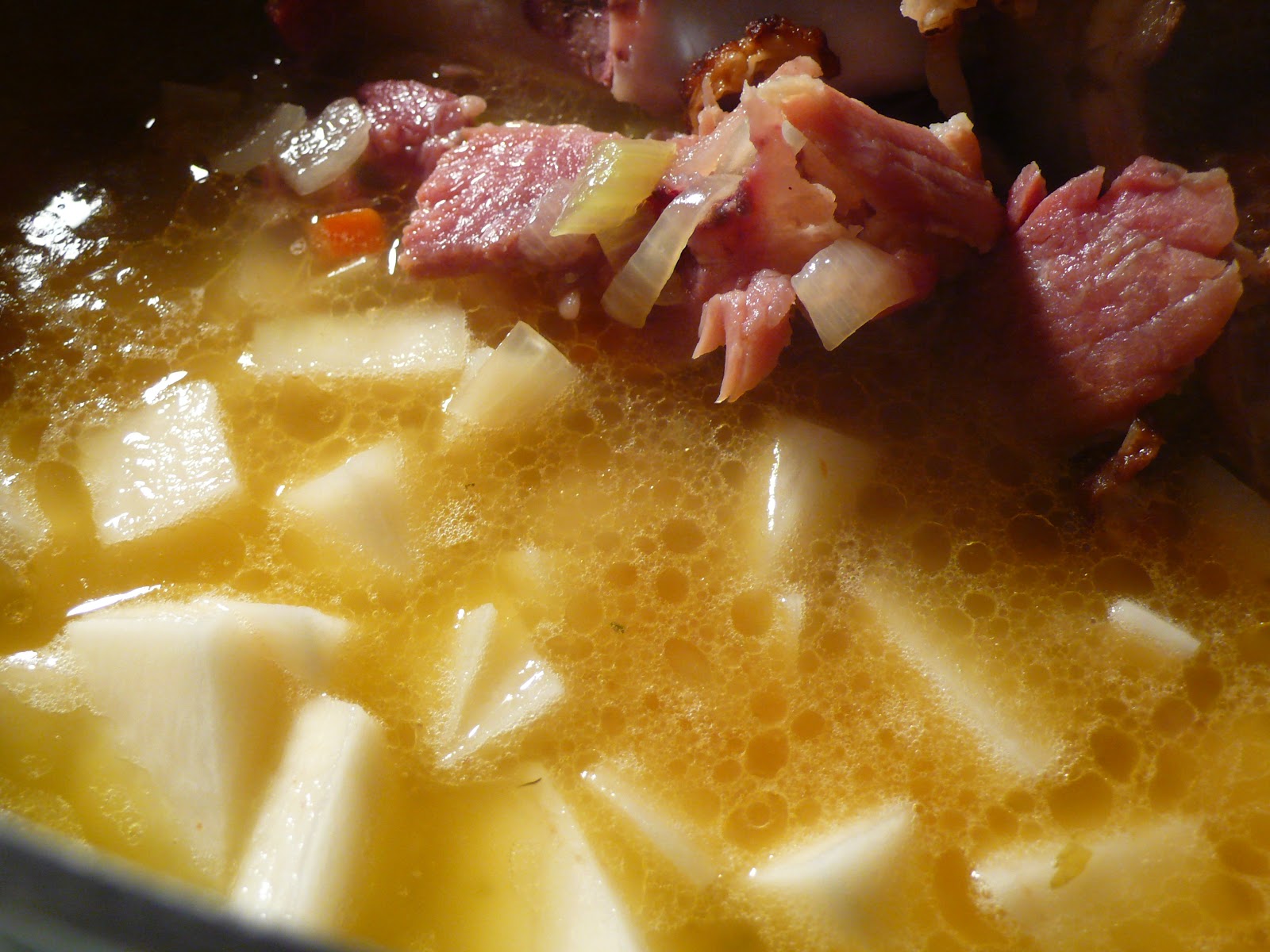 Joyously Domestic Ham Bone Potato Soup
