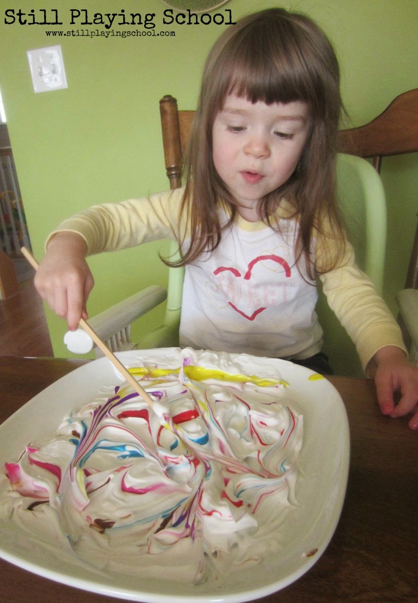 Shaving Cream Painting Marbled Easter Eggs Still Playing School
