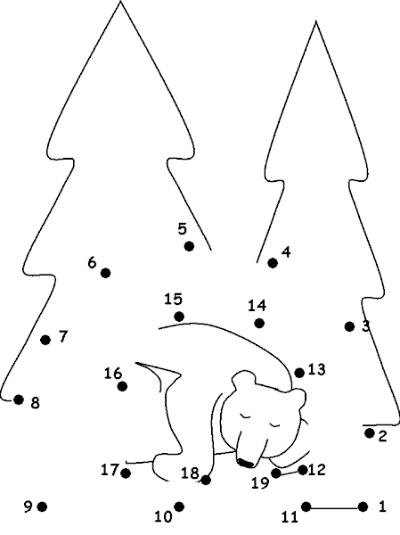 Bear Connect the Dots Coloring Page