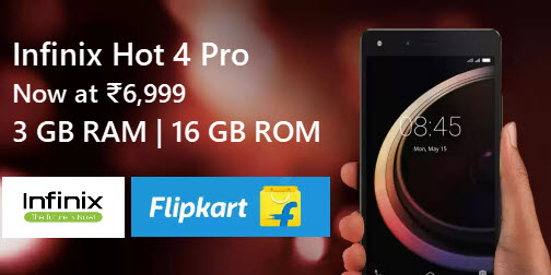 Infinix Hot 4 Pro (16 GB, 3 GB RAM) Now at ₹6,999
