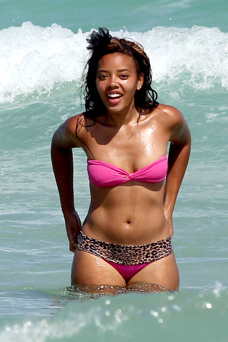 Angela Simmons strutted her bikini body around Miami Beach for a third stra...