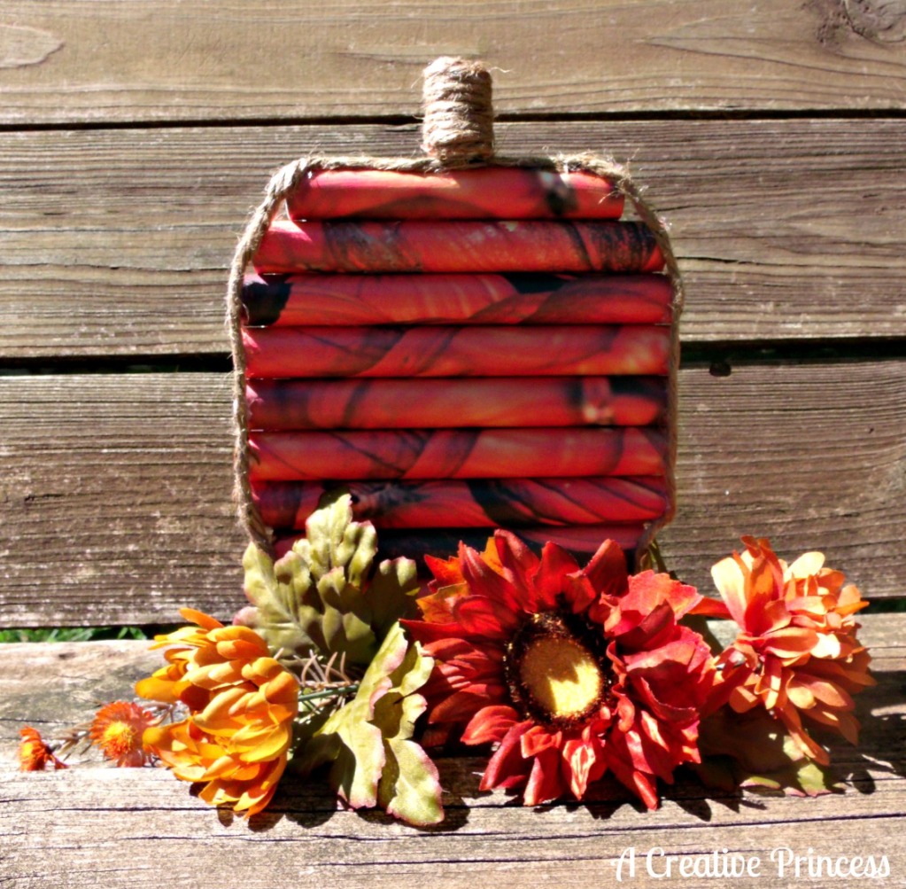 Someday Crafts PVC Pipe Pumpkin & Fabric Decoupaged Pumpkins