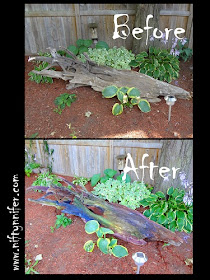 I Tie Dyed My Drift Wood ~Garden Project http://www.niftynnifer.com/2014/08/i-tie-dyed-my-drift-wood-garden-project.html