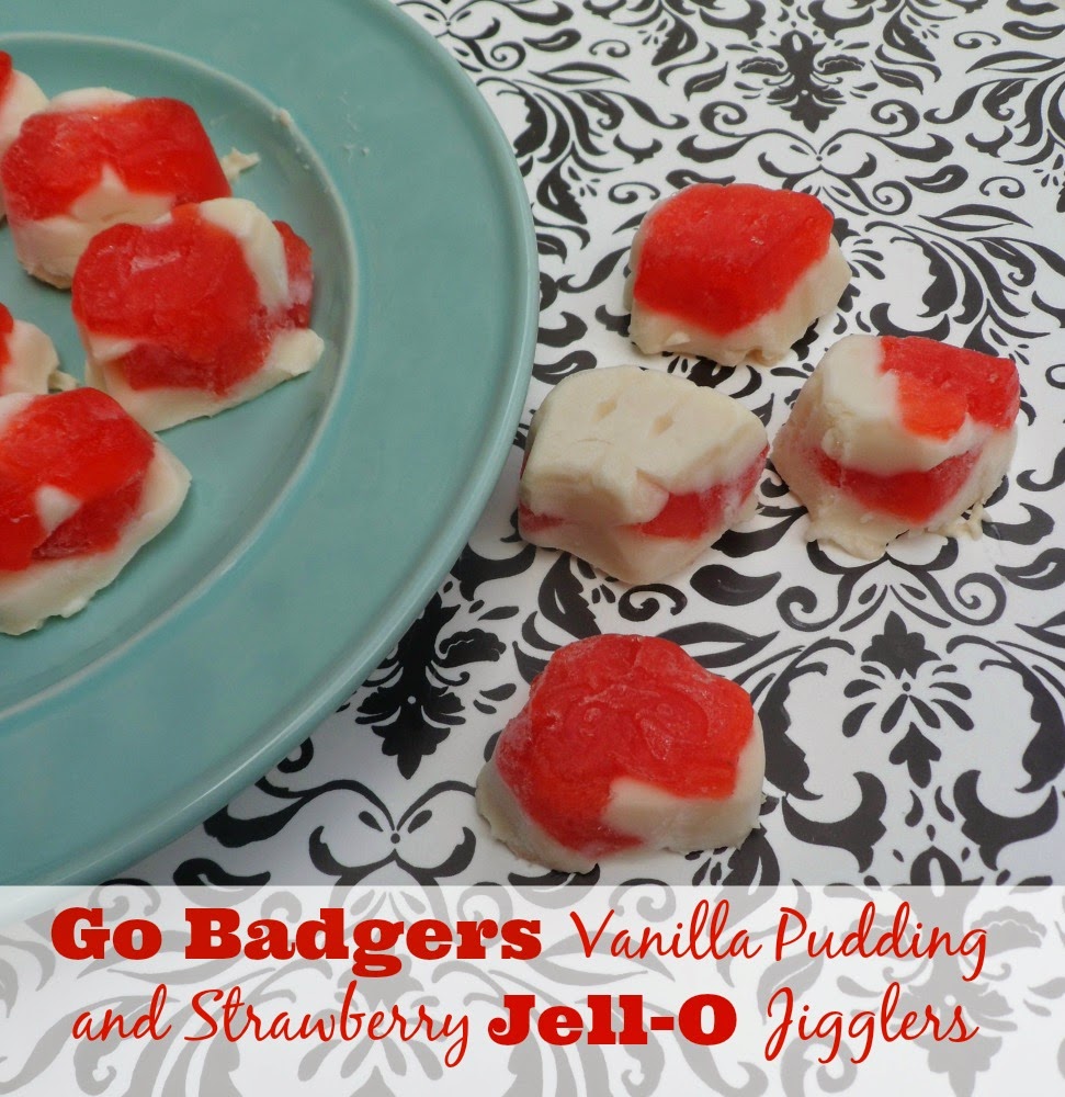 Tailgating Recipes Go Badgers Vanilla Pudding and Strawberry JellO