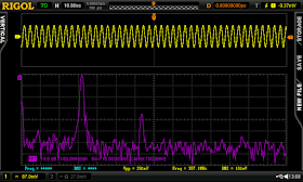 FFT of SAW the Resonator Evaluation 3 schematic. 2nd harmonic now = -35 dBc.