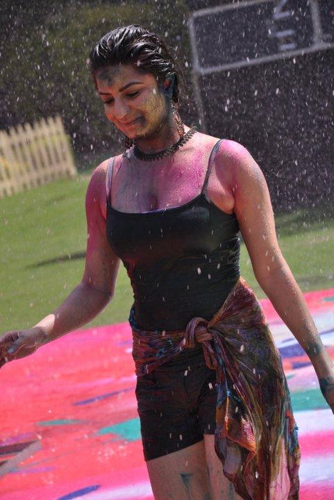 sexy girls playing holi