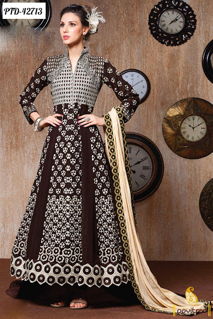 Brown Floor Length Anarkali Salwar Suit