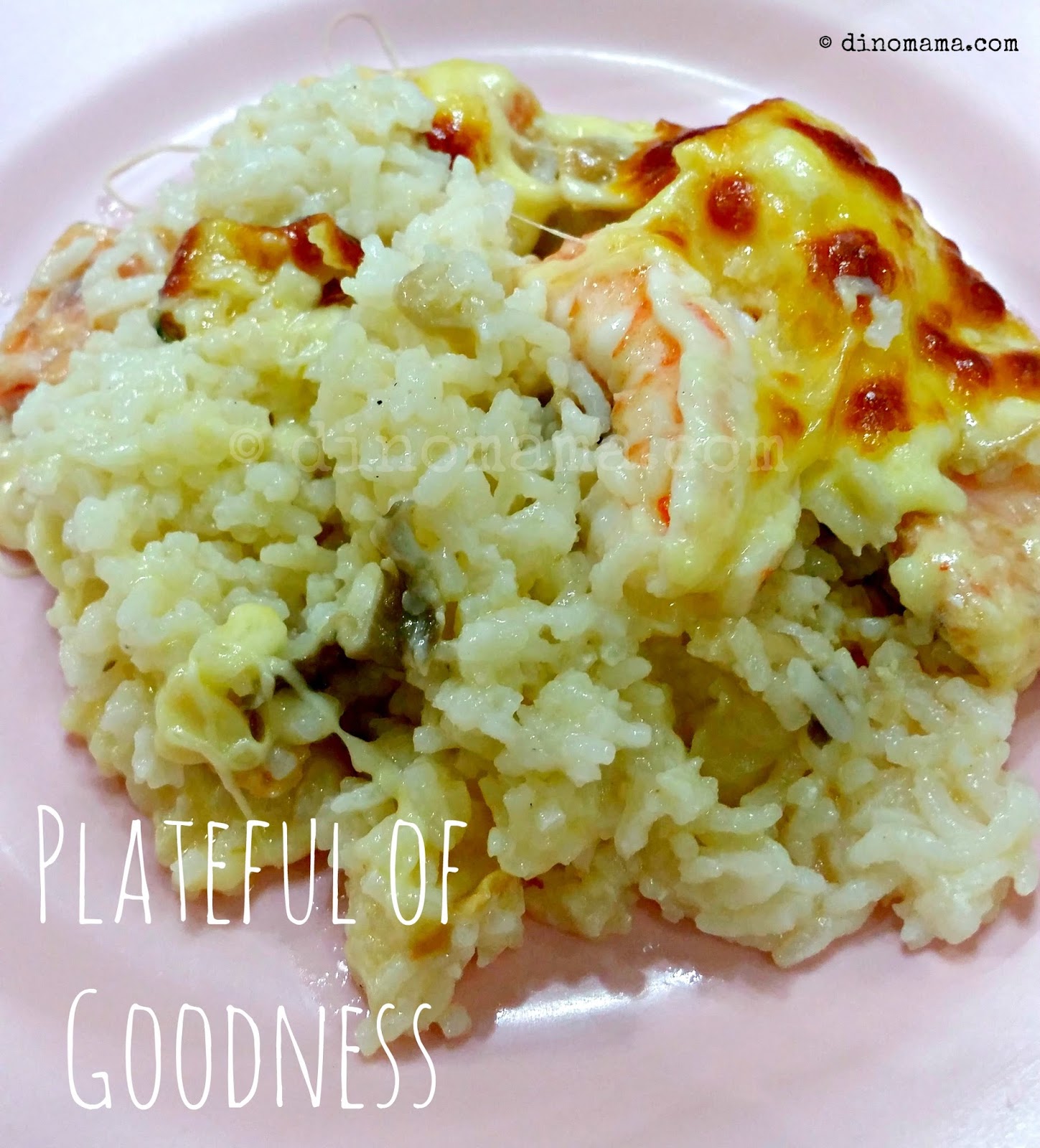 Cheesy Salmon & Prawn Baked Rice We are the DinoFamily 我們是恐龍家族