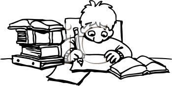 View Kids Doing Homework Clipart Black And White PNG