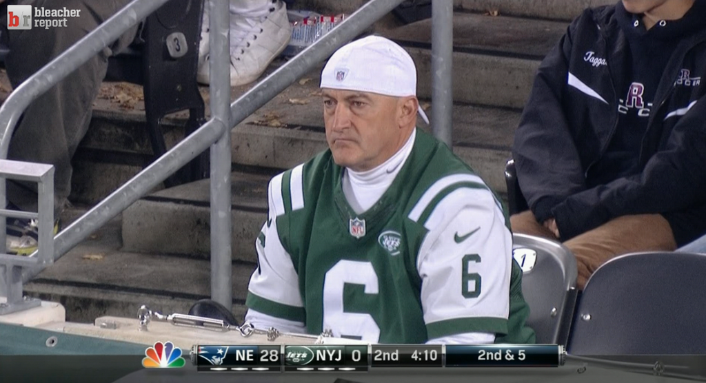 The Patriots' destruction of the Jets leads to Fireman Ed deleting