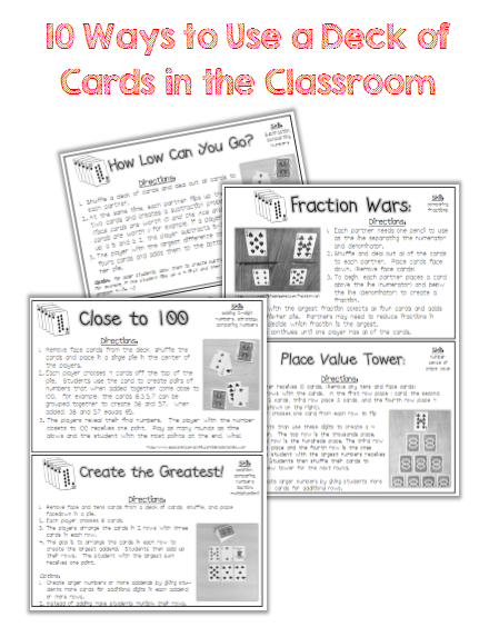 Classroom Freebies: 10 Ways to Use a Deck of Cards