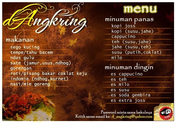D'Angkring Cafe: Daftar Menu