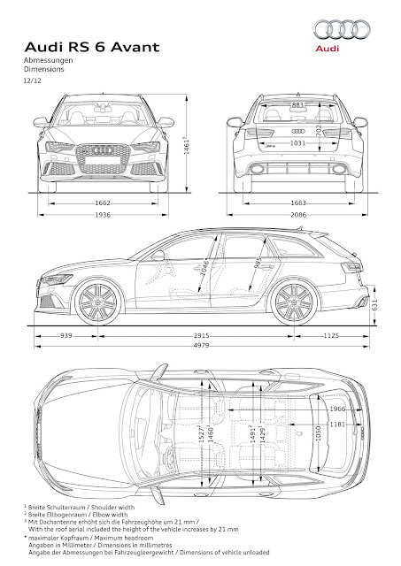 габариты Audi Rs6 Avant 2013 года