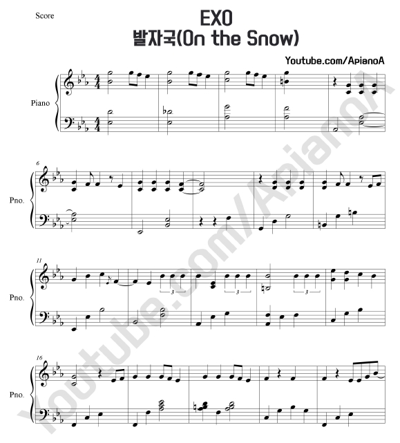 ApianoA Kpop Piano Cover EXO On the Snow piano sheets