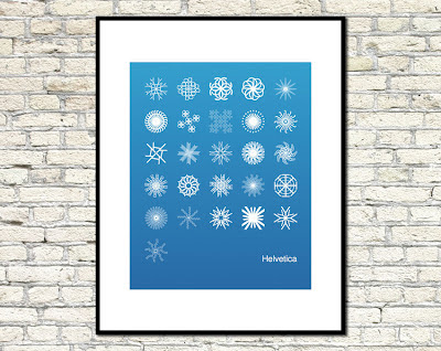 alphabet poster made with helvetica letter snowflakes