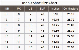 Size 13 Mens Shoes Chart