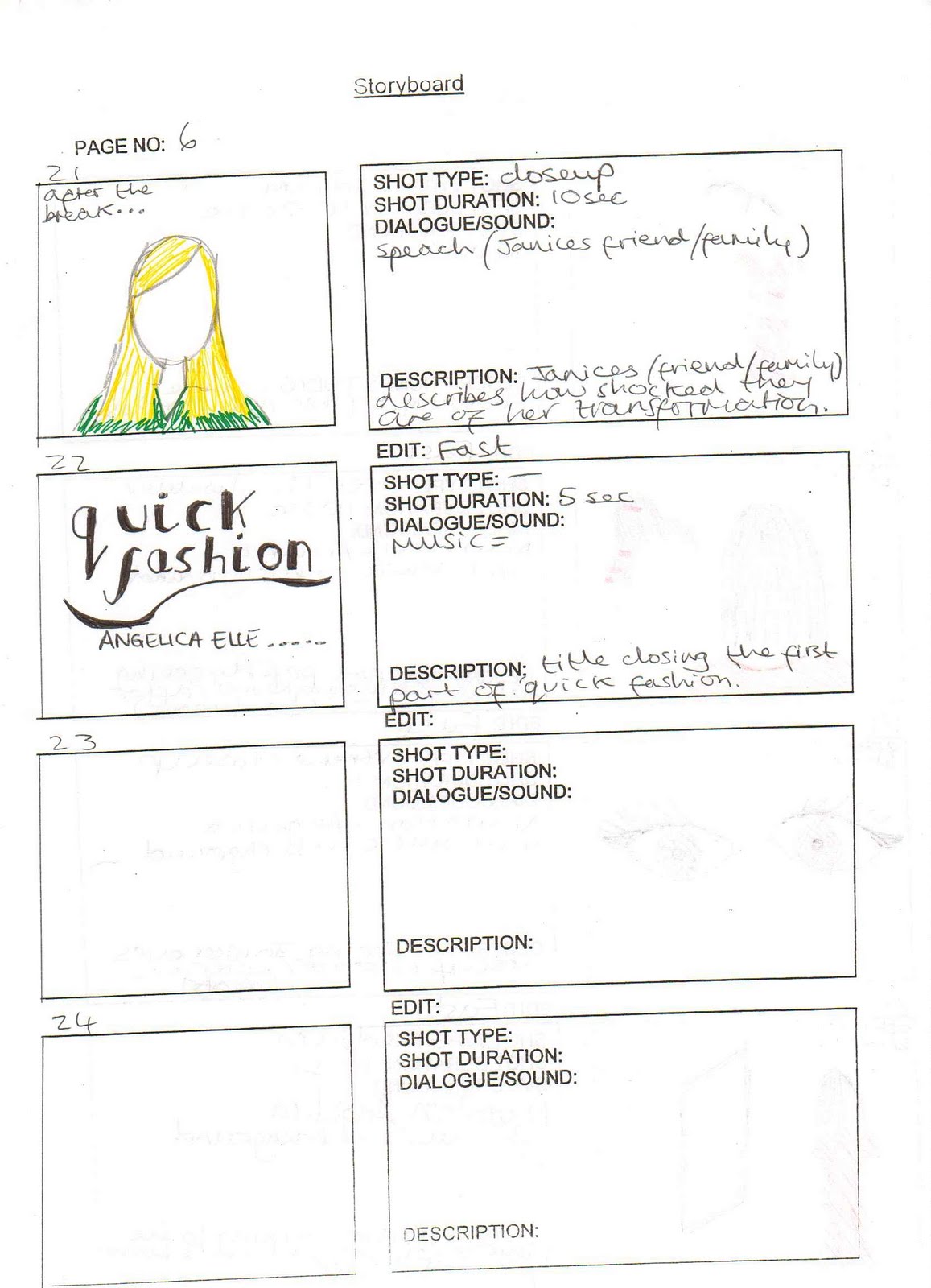 documentaries 'Quick Fashion' Storyboard